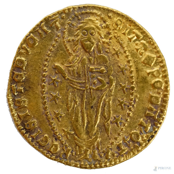 VENEZIA, MARCO CORNER (1365-1368), Ducato in oro zecchino, cm 2x2, peso gr. 3,6, (difetti).