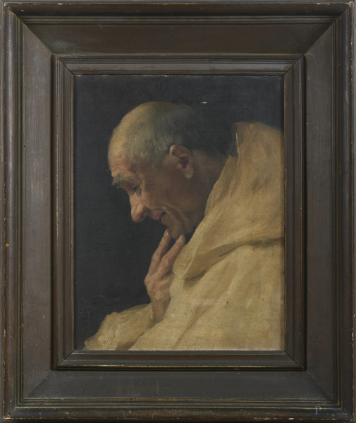 Nicolò Barabino (1832 – 1891), Ritratto di frate, olio su tela, cm 45x34, firmato in basso a sinistra, iscritto e datato sul telaio 