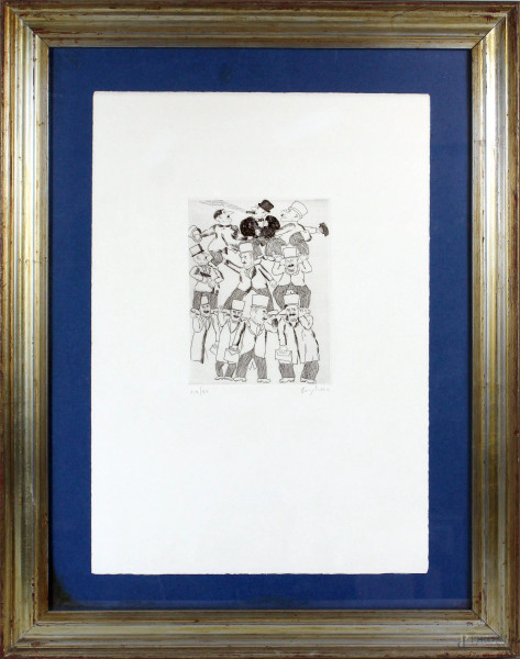 Borghese Franz - Figure, litografia, ed. XIX/XX, cm 35x50, entro cornice