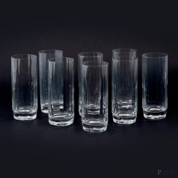 Lotto di 8 tumbler in vetro, XX secolo, altezza cm 15