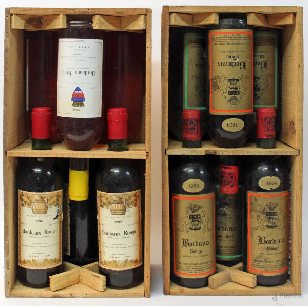 Lotto composto da sei bottiglie di vino da collezione.