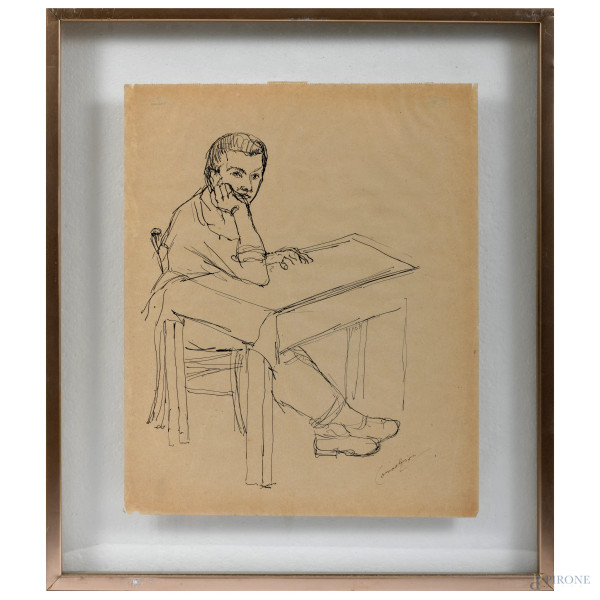 Lotto di quattro chine su carta di Giovanni Consolazione (1908-1964) recanti al retro dichiarazio...