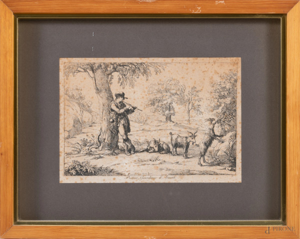 Lotto di tre incisioni da Bartolomeo Pinelli, XIX secolo, cm 34x44 compreso passepartout, entro c...