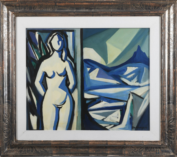 Achille Sdruscia (1910-1993), Nudo femminile, olio su tela, cm 50x60, firmato in basso a destra, entro cornice
