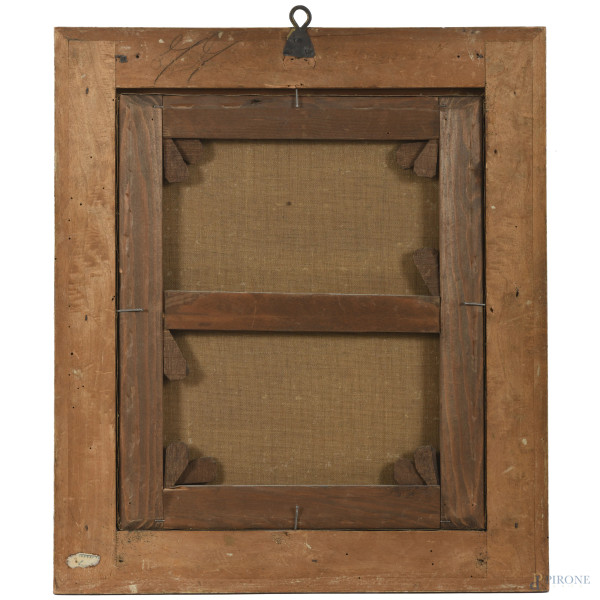 Natività, olio su tela, XVIII secolo, cm 44x37 entro cornice, (difetti)