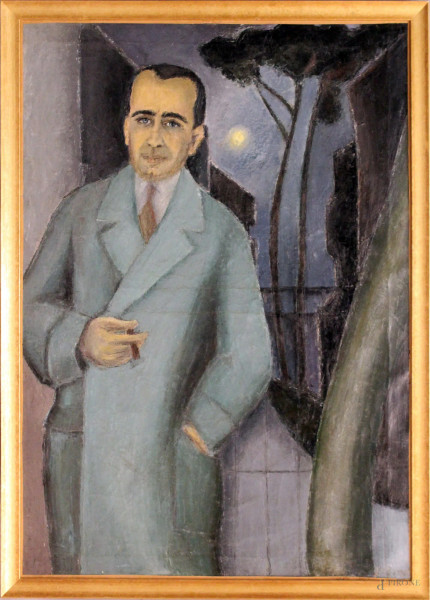 Ritratto dello psicanalista, olio su tela, firmato Elena Lydia Barro, cm. 107x76, entro cornice.
