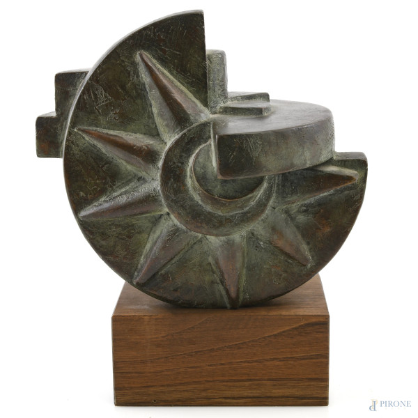 Pietro Cascella - Senza titolo, scultura in bronzo su base in legno, es. 11/50, cm 26,5x22x22 ca., firmata