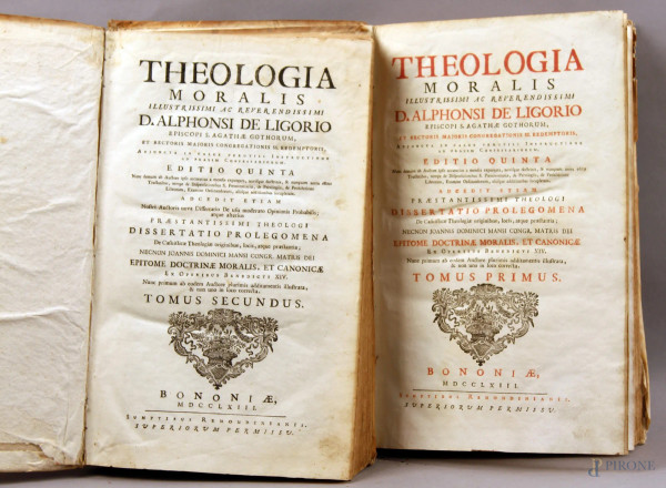 Libri - Theologia moralis tomo primo e tomo secondo, Bologna 1763.