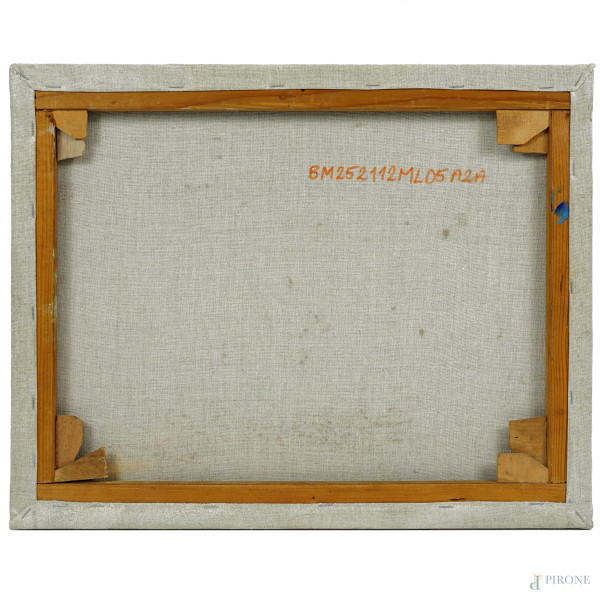 Reticolo, olio su tela, 1956 ca., cm 32.5x44.6, firma in basso a destra "Turcato". Al verso numer...