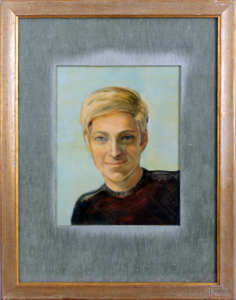 Ritratto di ragazzo, olio su tela, cm. 37x28, entro cornice.