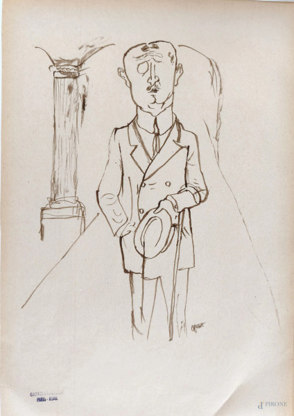 Disegno a tecnica mista cm 21 x 29 firmato provenienza Galerie Rive Gauche Paris-Rome