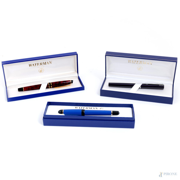 Lotto di tre penne Waterman, (da revisionare)