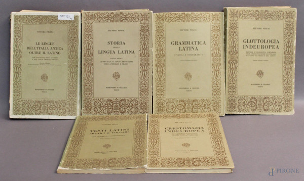 Lotto composto da sei volumi diversi sulla filologia di Vittorio Pisani.