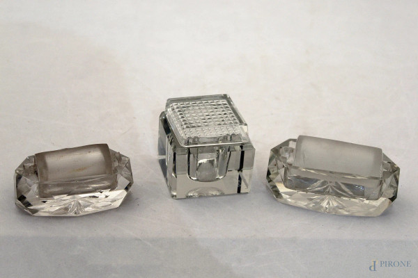 Set da scrivania in cristallo(difetti).