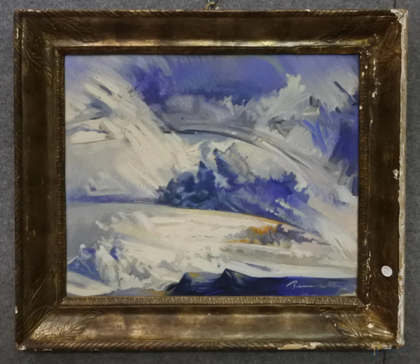 Bruno Benedetto, paesaggio invernale, olio su tela, cm 45x58, entro cornice.