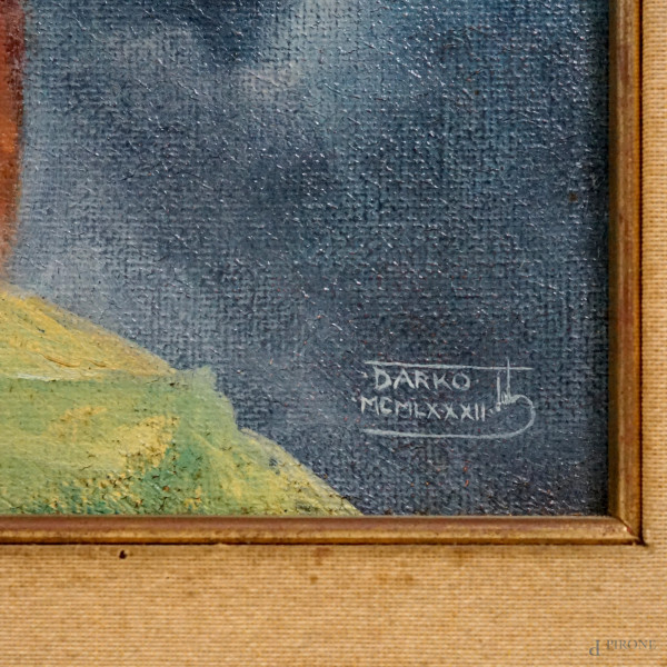 Senza titolo, olio su tela, cm 71,2x90,4, firmato e datato MCMLXXXII