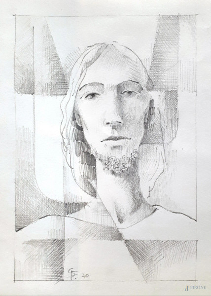 Cristo risorto, 1970, grafite su carta, cm 20x24, siglato e datato