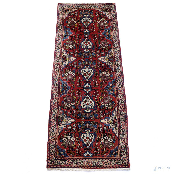 Tappeto, cm 79x212, (segni di usura, difetti)