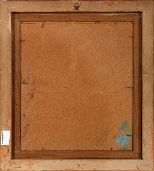 Paulo Ghiglia,(1905-1979), Ritratto di popolana, olio su masonite, firmato in alto a destra, cm 4...