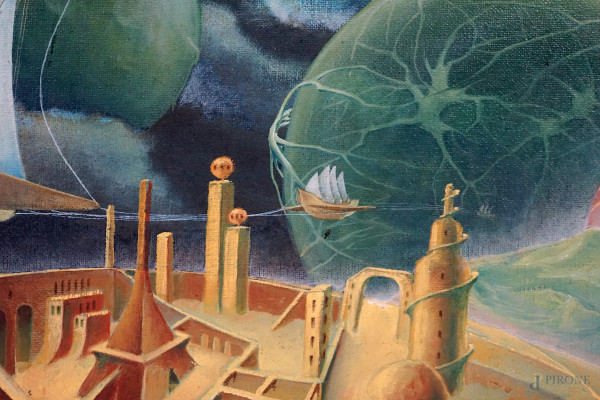Senza titolo, olio su tela, cm 71,2x90,4, firmato e datato MCMLXXXII