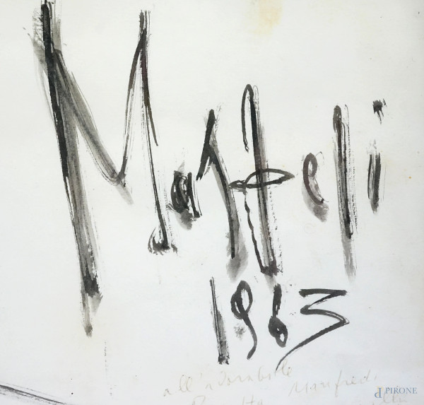 Ritratto di donna, acquarello su carta, cm 69x48.5, firmato e datato Masteli 1963, entro cornice