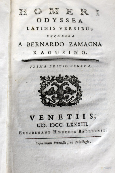 Omero, Odiseea in versi latini 1783.