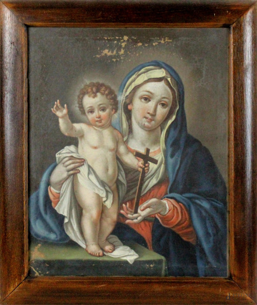 Madonna della Speranza, olio su tela, cm 40x32, fine XVIII-inizi XX secolo, entro cornice, (piccole cadute di colore)