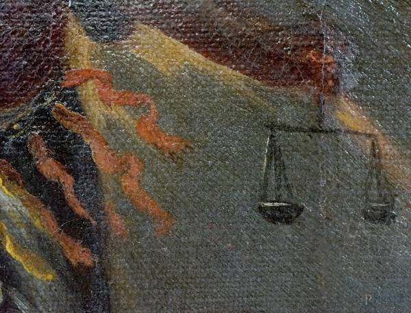Scuola italiana del XVIII secolo, L'arcangelo Michele sconfigge il demonio, olio su tela, cm 24x1...