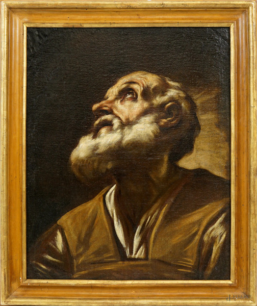 Scuola napoletana del XVII secolo, San Pietro, olio su tela, cm 61x50, entro cornice