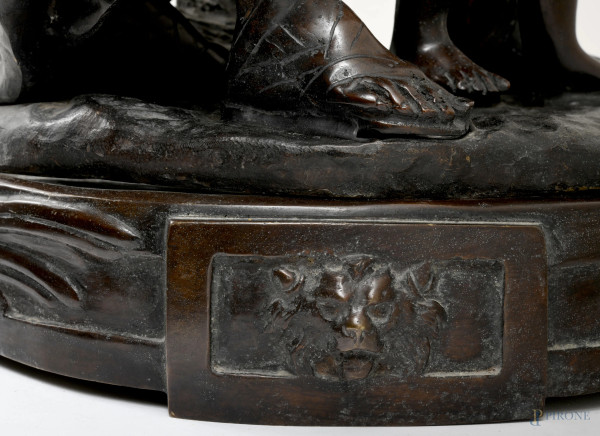 "Devoir", bronzo, firmato "Rancoulette", XIX secolo, cm 64x35x35