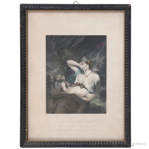 Stampa da Joshua Raynolds, The snake in the grass, XX secolo, cm 34x26, entro cornice