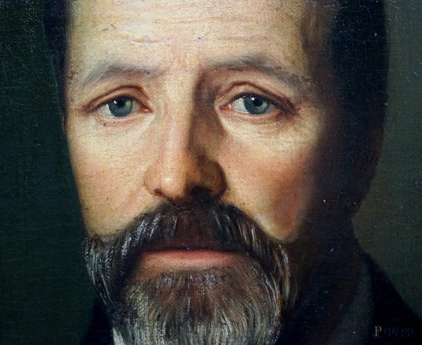 Ritratto d'uomo, olio su tela, cm 65,5x55, XIX secolo, entro cornice