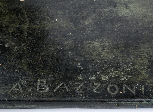 Alberto Bazzoni, Baccante, scultura in bronzo, altezza cm 61, firma e timbro della fonderia alla ...