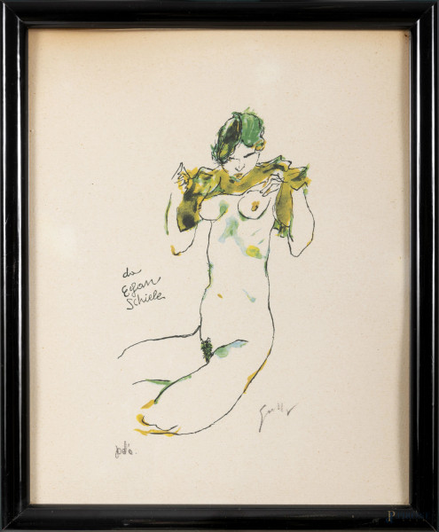 Lotto di 10 prove d'autore di Guttuso, cm 27x22, entro cornici