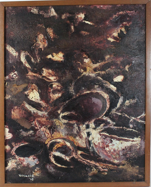 Pasquale   Verrusio - Senza titolo, olio su tela, cm. 50x40, entro cornice.