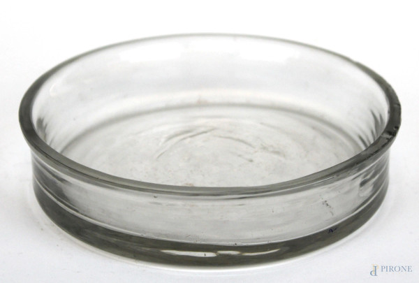 Posacenere in vetro, diam. cm 12,5, XX secolo, (piccole sbeccature).