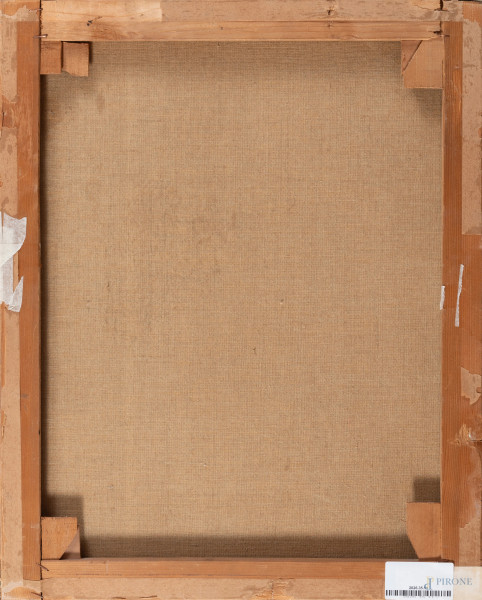 Porticciolo al chiaro di luna, XX secolo, olio su tela, 50,5x40,5, (piccoli segni di usura, abras...