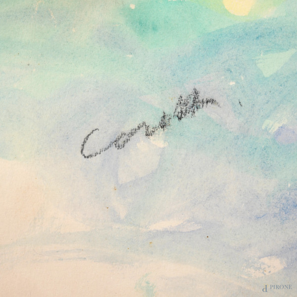 Giuseppe Cesetti (1902-1990), Mucche, tecnica mista su carta, cm 59x79, compreso passepartout, fi...