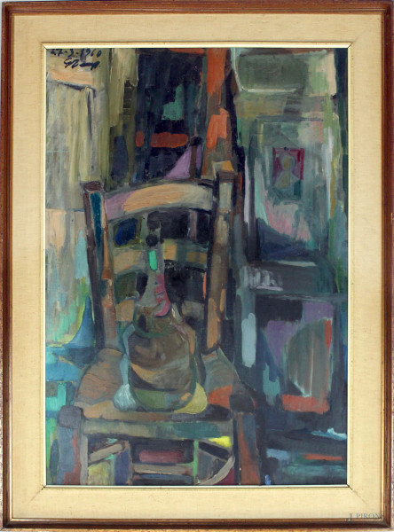 Giorgio Tempesti - Interno, olio su tela, cm 97x67, entro cornice