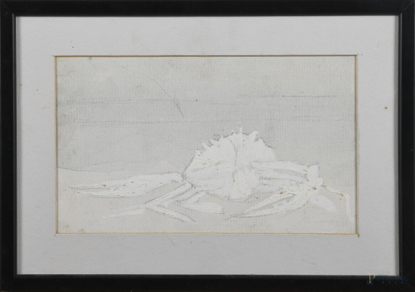Franco Villoresi - Granchio, tecnica mista su cartone telato, 14x24, entro cornice (segni di usura, difetti)