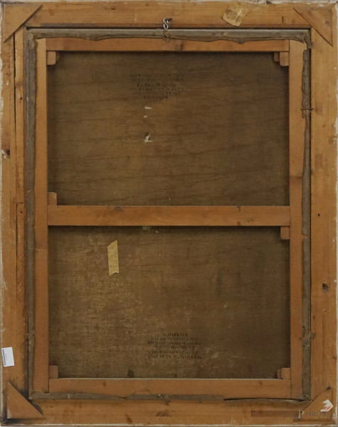 Pittore del XIX secolo, Ritratto di nobildonna, olio su tela, cm 110x84, entro cornice, (difetti)