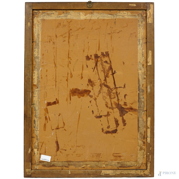 Ritratto femminile, sanguigna su carta, firmato, cm 90x65, entro cornice