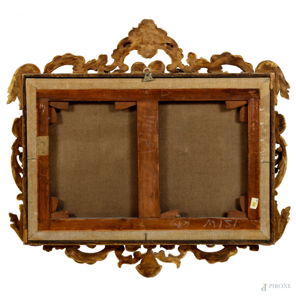 Coppia di grisailles raffiguranti putti, XIX secolo, cm 40x60, entro cornici, (craquelure)