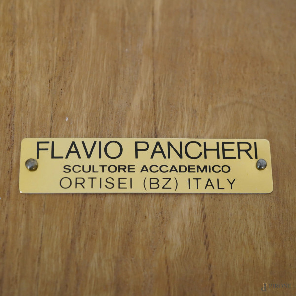 Flavio Pancheri (attivo a Ortisei, 1962 - 1994), Scultura in legno raffigurante San Francesco con...