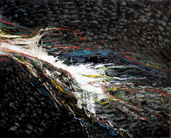 Mario Agugiaro - Senza titolo, olio su tela, cm 101x120.