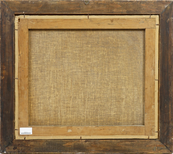 Paesaggio con ruscello, sec. XVIII-XIX, olio su tela, cm 57,5x66,5, entro cornice, (difetti)