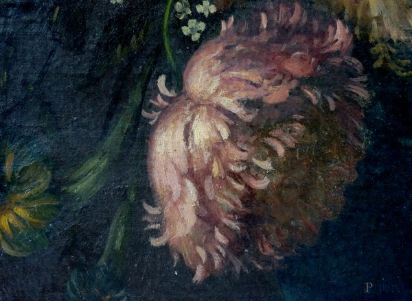 Natura morta con vaso di fiori, olio su tela, seconda metà del XVIII secolo, cm 93.5x74, entro co...