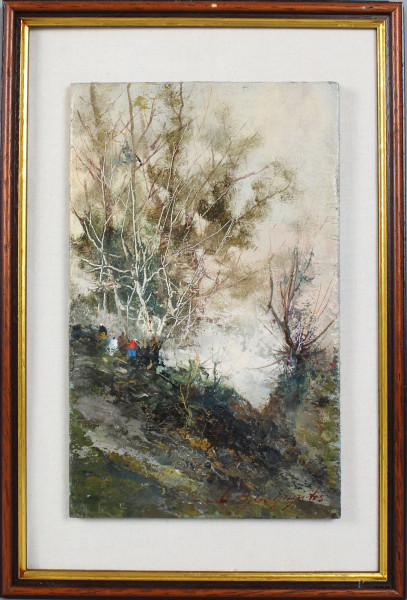 Paesaggio, olio su tavola, cm. 24x15, firmato E. Briante, entro cornice.
