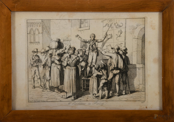 Lotto di 24 incisioni di Bartolomeo Pinelli, cm 23x36 entro cornice, (difetti, gore e tracce di u...