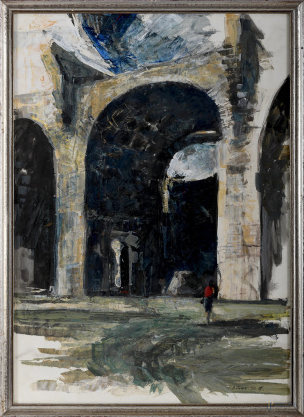 Basilica di Massenzio, tecnica mista su cartoncino, cm 69,5x49 entro cornice